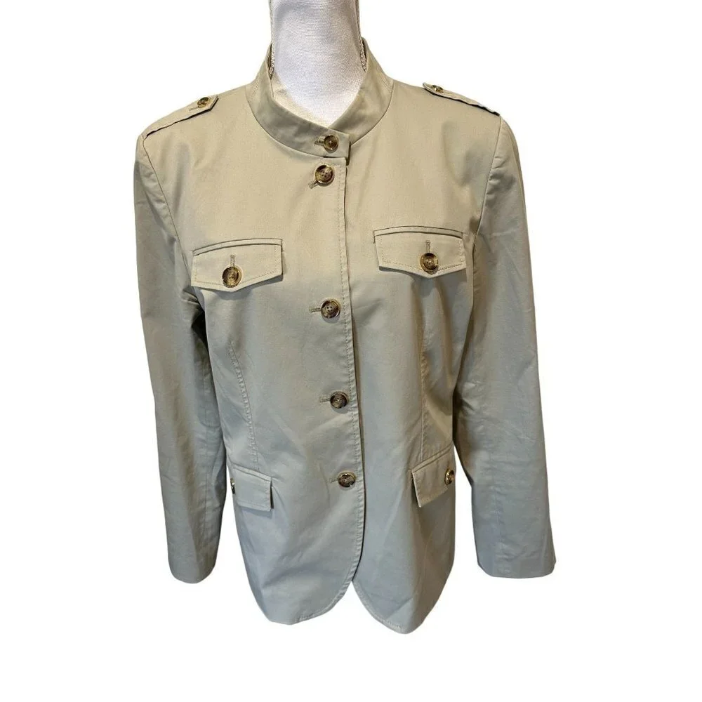 Michael Kors Jacket Blazer Women Sz 14 Button Down Pockets Military Style Lined